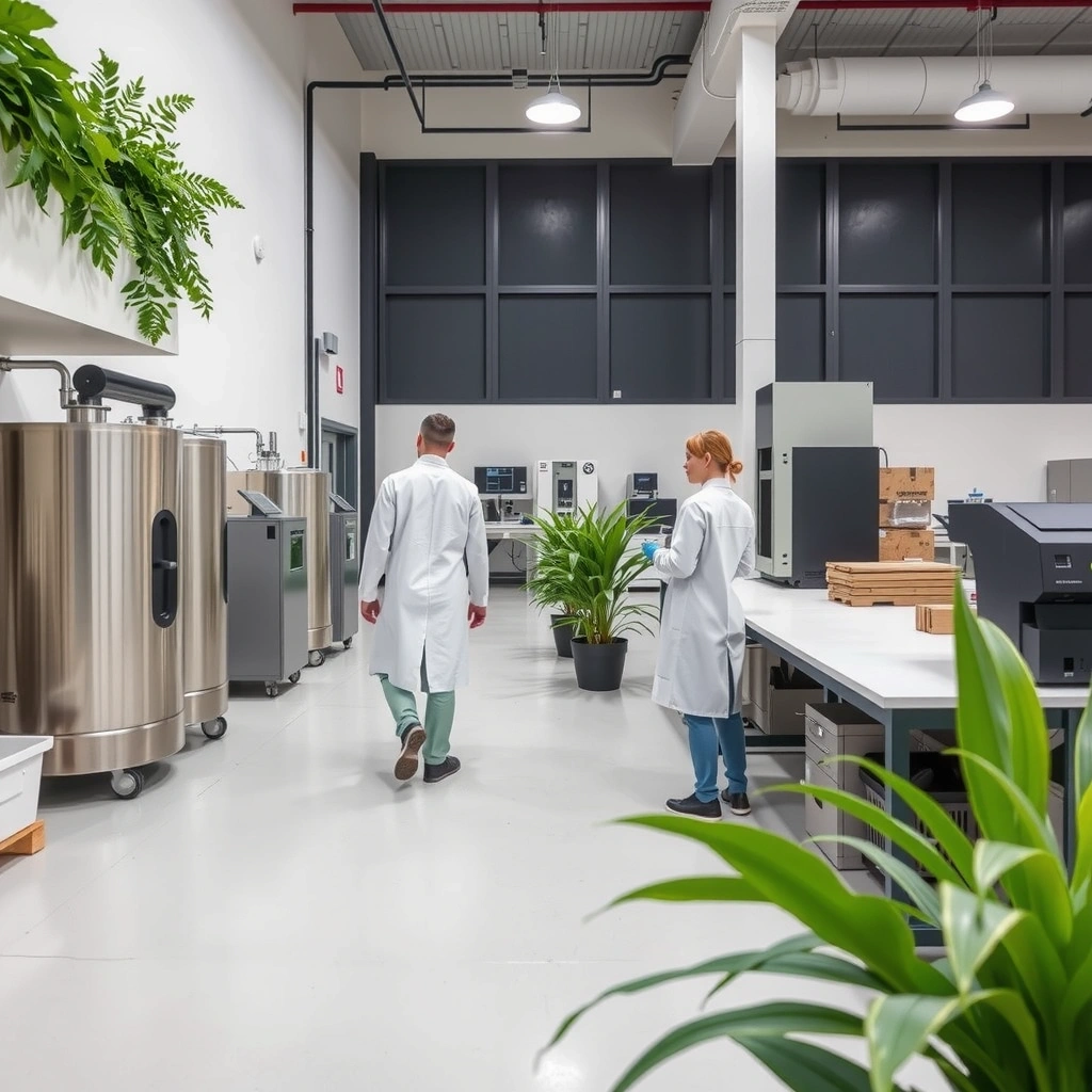 Modern natural wellness facility with quality testing equipment